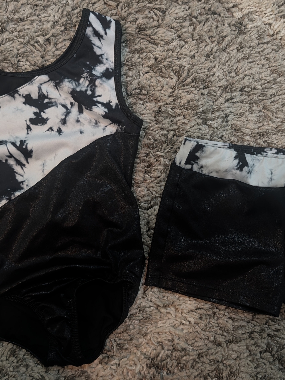 More Than Magic Black & White Tie-Dye Bandeau Leotard Set